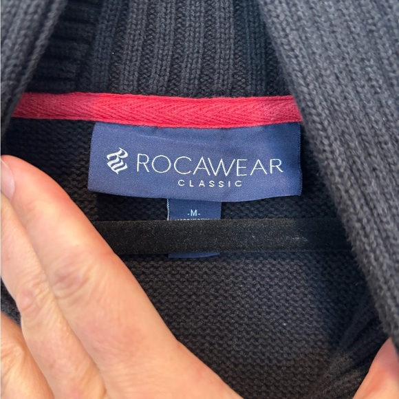 Vtg Rocawear Navy Cardigan Sweater with White Accents Just Dry Cleaned - Medium - Picture 3 of 5